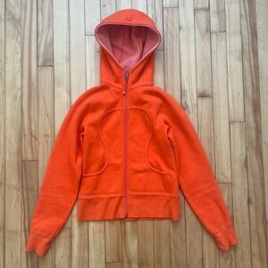 Lululemon Athletica Orange Full Zip Hoodie Hooded Jacket Logo Sz 6